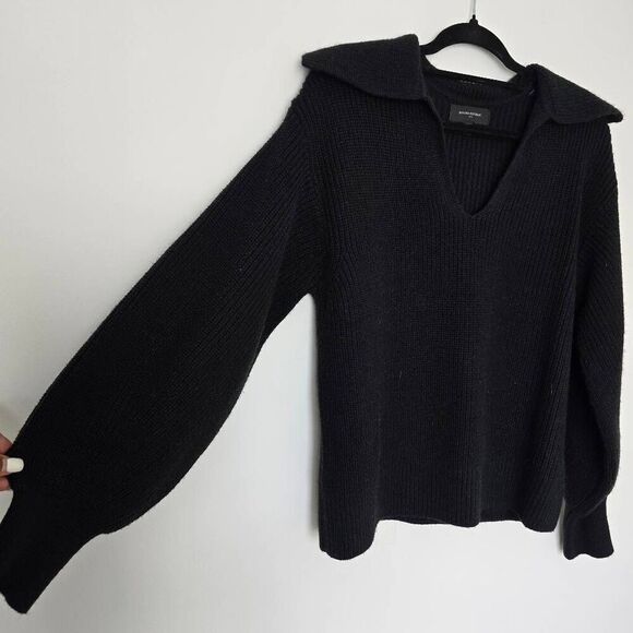 Banana Republic Sweater Women's Medium Black Knit Long Sleeve Collared Gorpcore - Picture 4 of 8